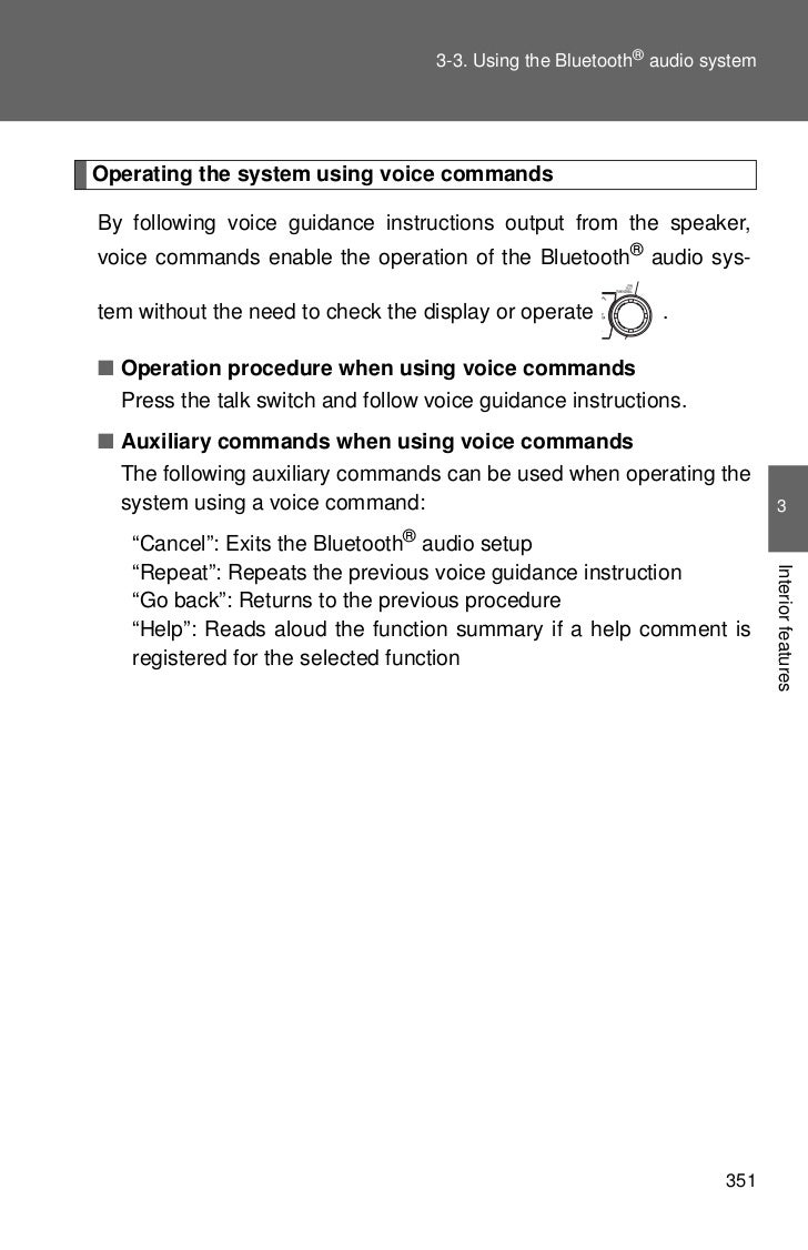 Toyota Highlander Owners Manual: Connecting a bluetoothdevice Toyota Highlander Owners Manual: Connecting a bluetoothdevice